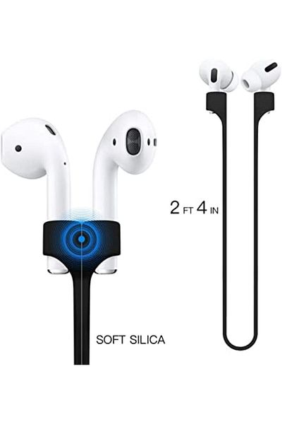 STOREMAX Buxystorem Neck Strap Rope Holder Silicone Rope Basic Black Fit with AirPods 1 2 AirPods 3 AirPods Pro