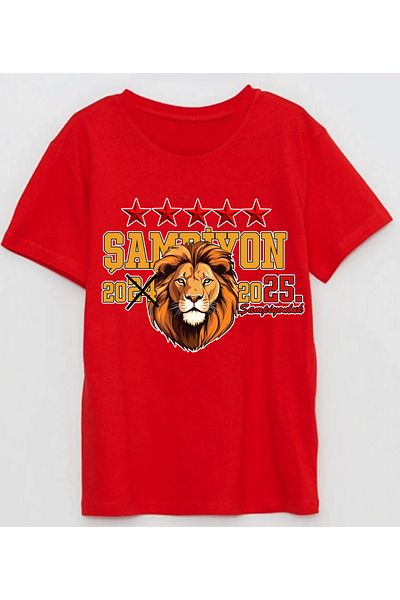 Efendioğlu Design 24 Done 25Th Championship 5 Star Lion Printed Cotton Children's Tshirt