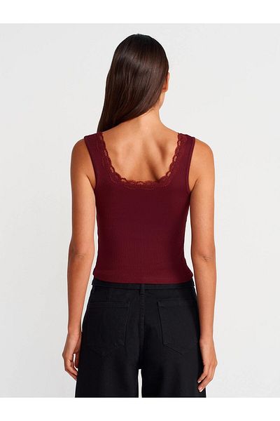 Coral Strappy Lace Badi Burgundy