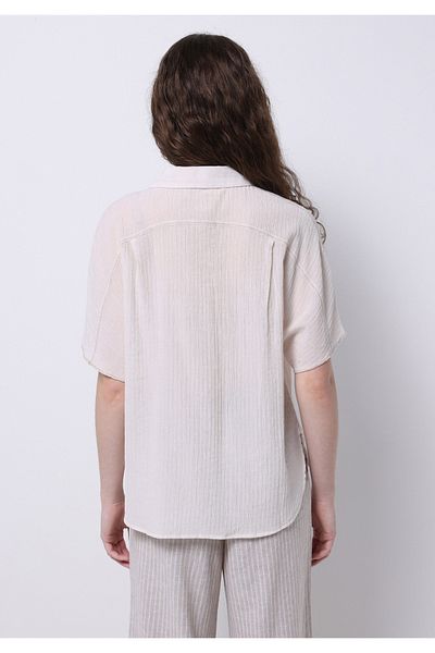 Colin's Regular Fit Shirt Neck Plain Women's White Short Sleeve Shirt