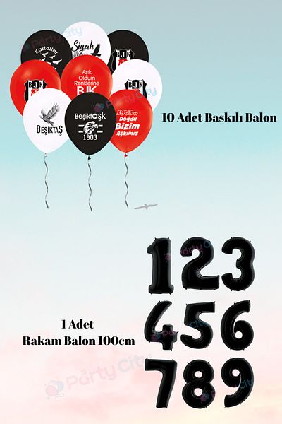 Party City 8 Years Old Fan Black-White Themed Mini Balloon Set - Number Foil Balloon - Party Celebration Set