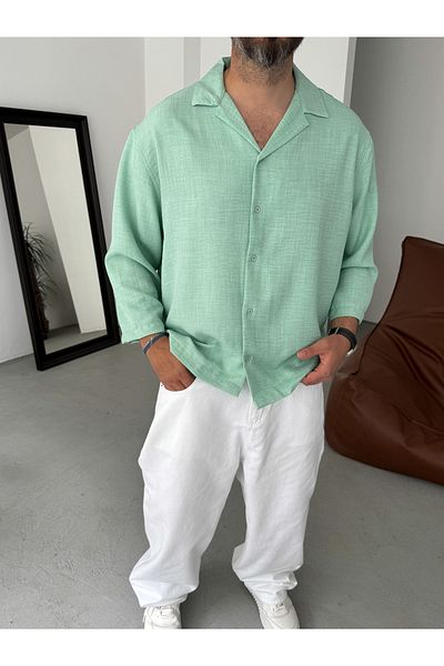 BYBASICMAN Mint Green Sofia Fabric Fakir Sleeve Shirt Res-5207