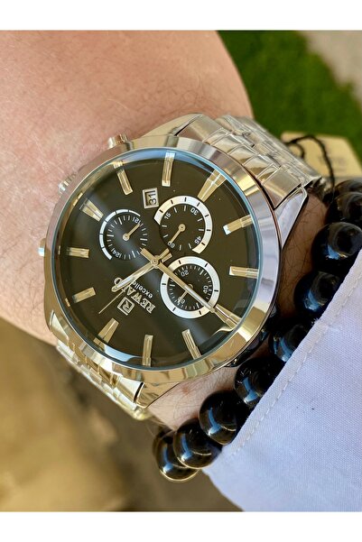 Reward Silver Color Waterproof Steel Men Wrist Watch Bangle Gift