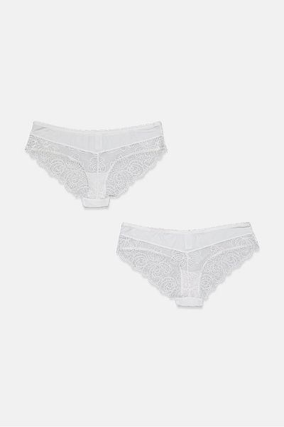 Tchibo Women 2 Pcs Brazilian Textured Panties, White