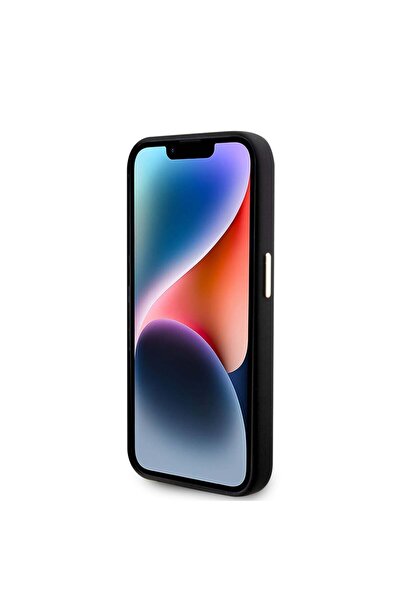 Guess Θήκη σιλικόνης με μεταλλικό λογότυπο και πλαίσιο για iPhone 15 Pro, Guess - Μαύρη