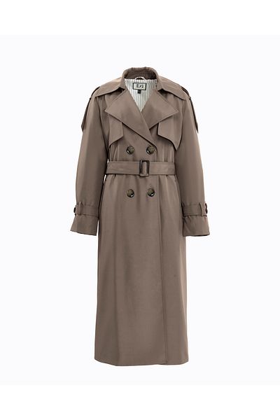 IDA Collection Mink Colored Double Buttoned Trench Coat with Windbreaker Detail