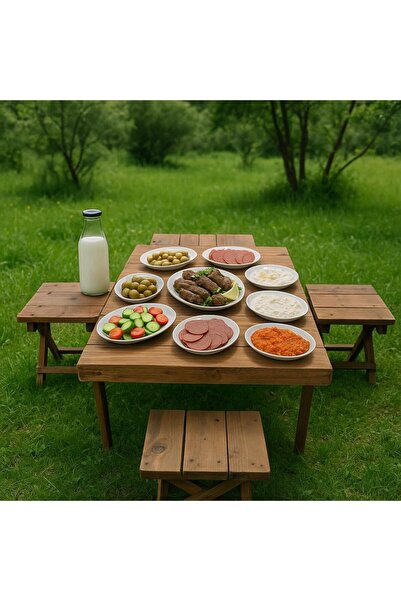 LİVİNGSTORE Tabureli Piknik Kamp Masası-bahçe Masısı-piknik Masası-tabureli Masa-4 Tabureli