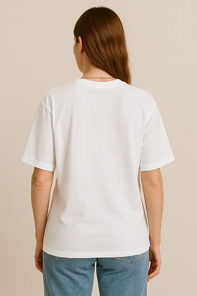 VBSVİBES Women's Rabbit Printed Oversize White T-Shirt