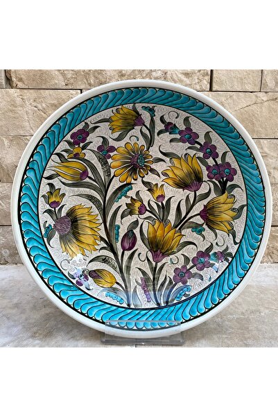 BABANAKKAŞ El Yapımı Lale Motifli Çini Duvar Tabağı