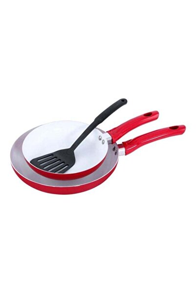 ROYALFORD 3-Piece Non-Stick Frypan And Turner Set Red/Silver/Black Frying Pan...