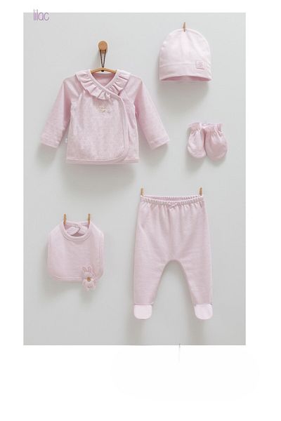 Caramell Flower Patterned 5-Piece Hospital Outfit Set (Newborn) 2025