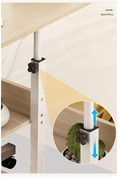 1st Portable Laptop Table for Bed with 4 Wheels (40*80 cm) White