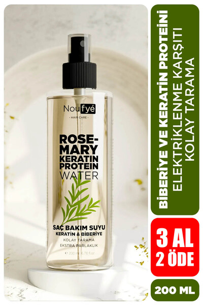 NOUFYE Biberiye & Keratin Proteini Saç Bakım Suyu, Kolay Tarama ve Elektrikle...