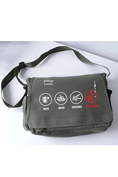 weywot Khaki Rock Paper Scissors Game School, Course, Classroom Messenger Bag