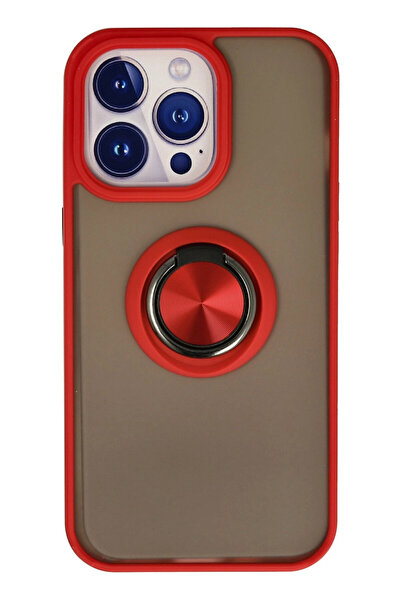 NewFace حافظة آيفون 13 برو ماكس من السيليكون مع حلقة مونتريال - أحمر 1495200709