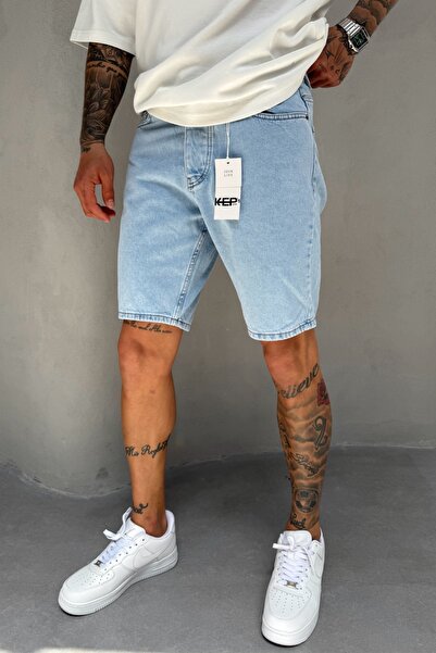 MADZEYMODA Μπλε τζιν ύφασμα Ανδρικό τζιν σορτς Mz509