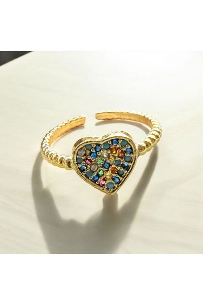 stainless steell Colorful Heart Insert Ring