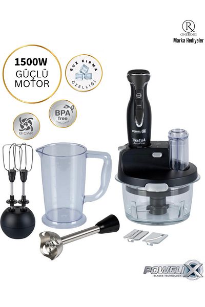 TEFAL İn Most Powerful Glass Food Processor 1.5 L Large Bowl, Turbo Function 1500W Motor