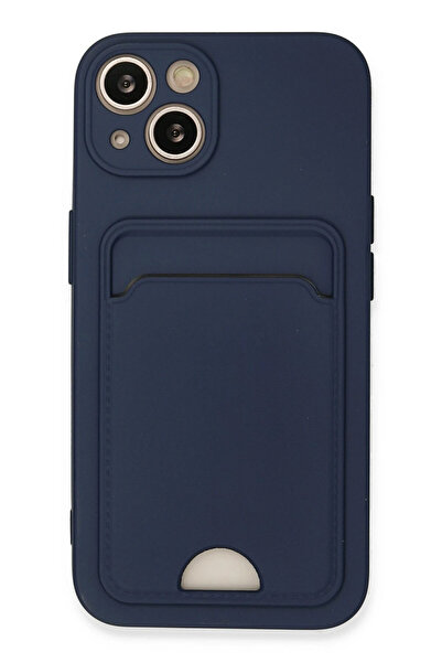 NewFace iPhonE 13 & 14 uyumlu | Kartlıklı Slim Telefon Kılıfı - Yumuşak iNce Silikon Kapak | LACİVERT