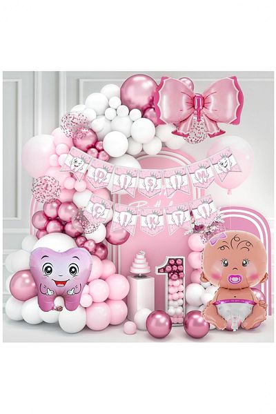 BİDOLUMUTLULUK My First Tooth Came Out Pennant Text Banner Celebration Party Fun Set