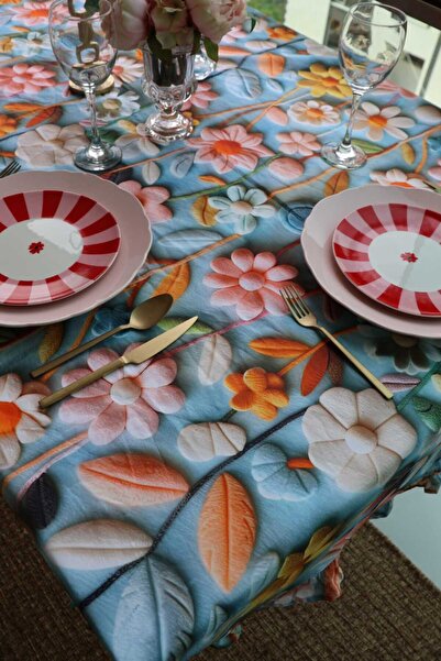 vintagetasarım masa örtüsü 3 boyutlu desen fırfırlı 150x120cm