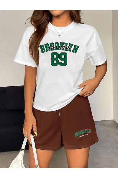 macklin Γυναικείο μπλουζάκι και σορτς με στάμπα Brooklyn New York 89 με ειδικό σχέδιο