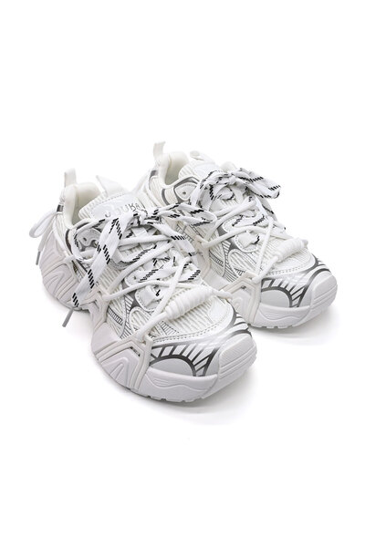 Tmall Pantofi sport pentru femei, cu inserții de plasă, D1383, albi