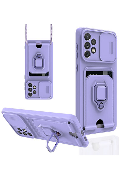 NewFace حافظة سامسونج جالاكسي A53 5G من السيليكون مع حلقة زيما لبطاقة العمل -...