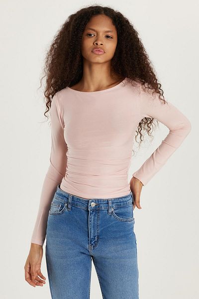 Tudors Γυναικεία Slim Fit Slim Fit Φαρδύ γιακά Dusty Rose Μπλούζα