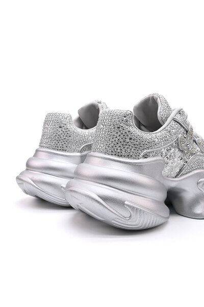 Tmall Pantofi sport pentru femei, piele întoarsă, D1382, argintii