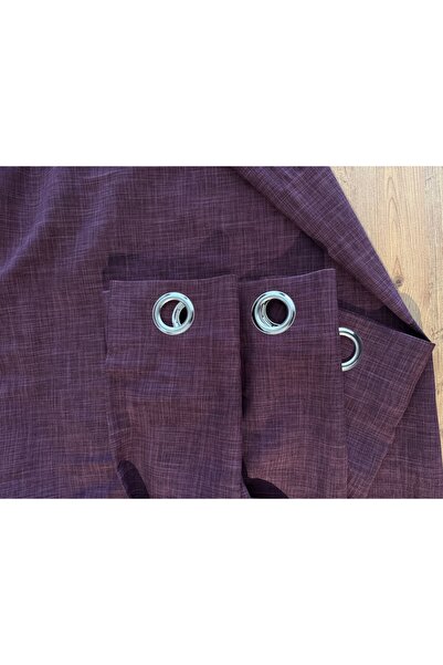 BX DESIGN BLACKOUT KETEN FON PERDE RUSTİKLİ MÜRDÜM/MOR