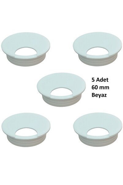 Adilon Masa Üstü Kablo Kanalı Deliği Kapağı Beyaz Masa Kapağı 6 cm (5 Adet)