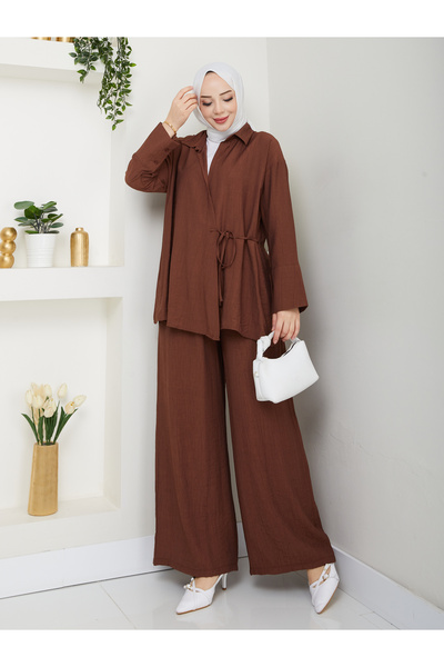 SG SARİALGİYİM New Season Modal Fabric Side Tie Quality Summer Comfortable Bottom Top Double Set