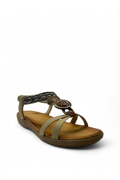 Tuğba Ortopedi 7058 Žene Anatomski Bež Sa kamenčićima Sandale