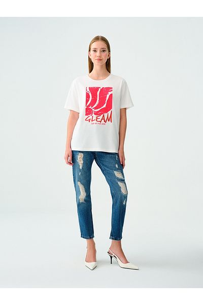 Loft Γυναικείο T-Shirt Regular Fit - Μανίκια