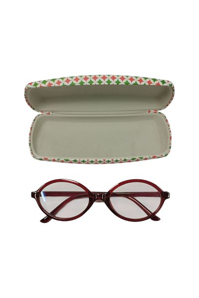 bonjorno aksesuar Oval Patterned Glasses Case for Optical Frame (Hard) Wiping Cloth with Gift