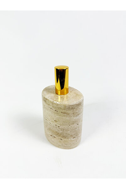 Modestmar Doğal Traverten Mermer Parfüm / Koku Şişesi 100 ML Oval Parfüm Şişesi