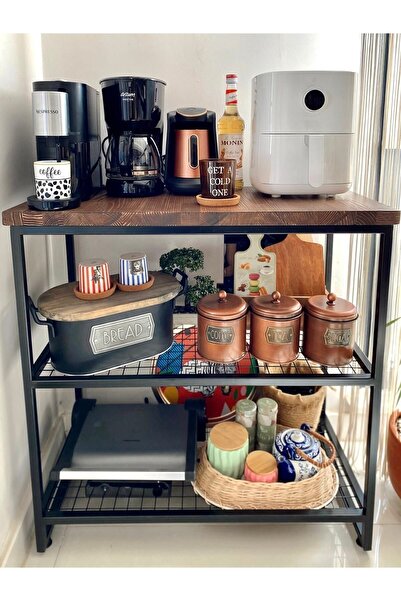 SVEB ATÖLYE Lüks Kahve Köşesi / Mutfak Rafı / Mutfak Bangosu / Çok Amaçlı Raf / Metal Kahve Standı