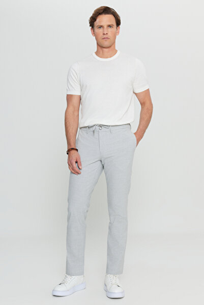 ALTINYILDIZ CLASSICS Altınyıldız ACE001252194 Beyaz-Gri Erkek Beli Lastikli İpli Fermuarlı Likralı Rahat Kesim Jogger Pan