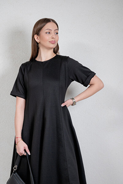 Stylife Siyah Penye Mevlana Elbise