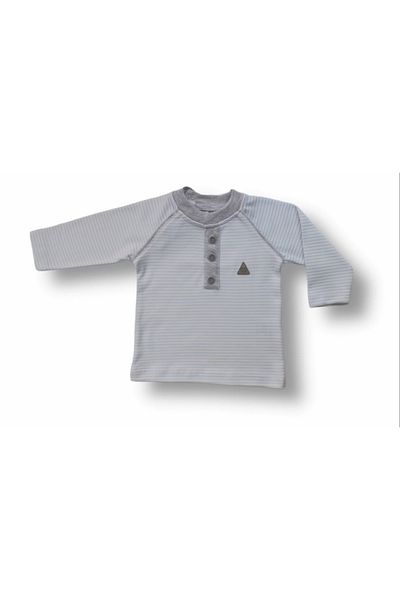 ALFA AKSESUAR 03 3-6 6-9 9-12 Months Melange Long Sleeve Sweatshirt 2-Piece Baby Boy Set Blue