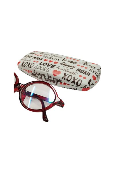 bonjorno aksesuar Oval Patterned Glasses Case for Optical Frame (Hard) Wiping Cloth with Gift