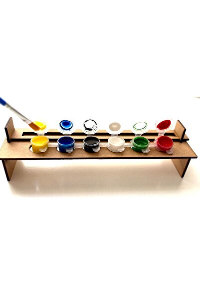 M&T WORKSHOP 10 ADET Boya Standı Boyalık 6'lı Şerit 3ml Boya Kabı Uyumlu Ahşa...