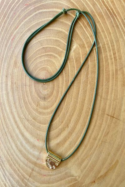 Shepidi Gold Figured Scroll Lock Knit Necklace