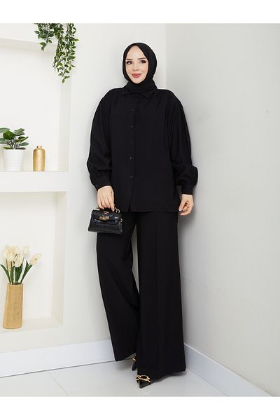 SG SARİALGİYİM New Season High Quality Special Design Sleeves Shirted Casual Turtle Bottom Top Double Set