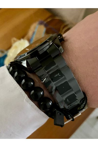 Reward Waterproof Black Color Steel Men Wrist Watch Bangle Gift