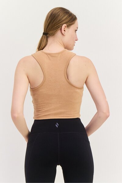 Puma Women Sportswear Fit Sleeveless Outdoor Crop Tank Top, Tan