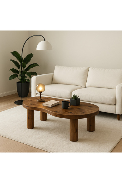 Trihome Modern Tasarımlı Masif Ahşap Orta Sehpa Minimal ve Şık Masif Ahşap Se...