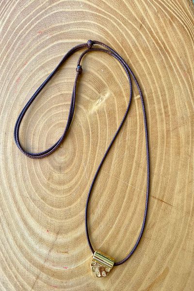 Shepidi Gold Figured Scroll Lock Knit Necklace