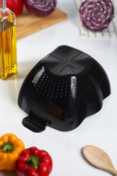 Mu Art Ahşap Acrylic Black Pasta Strainer & Vegetable Fruit Strainer